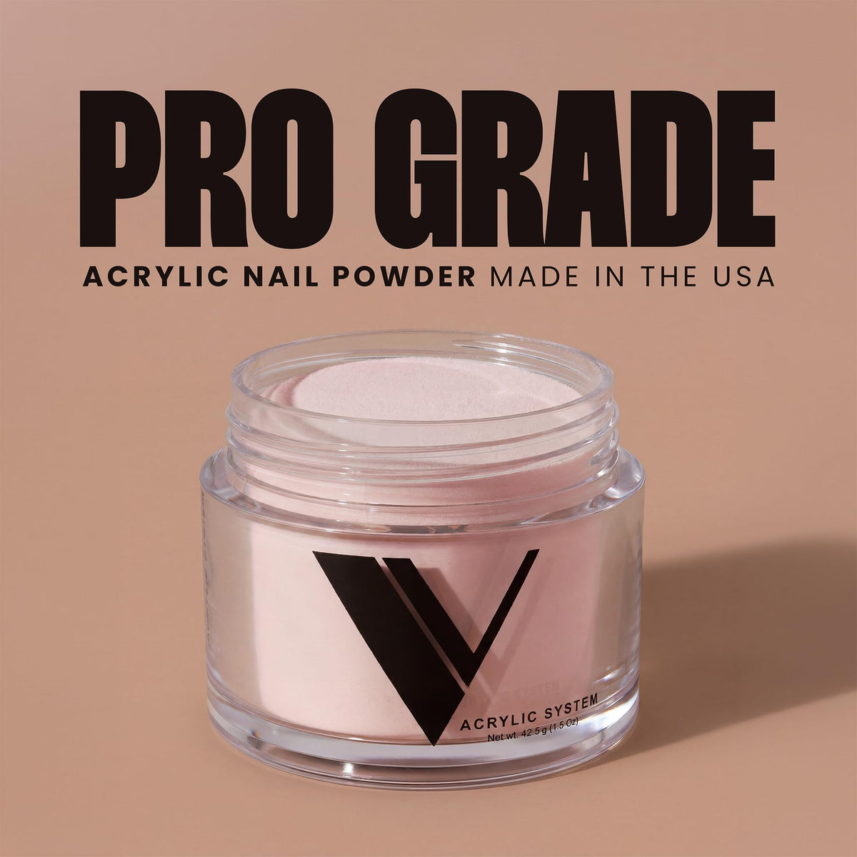 V Beauty Pure 1.5 oz jar beside tools to show size and professional convenience
