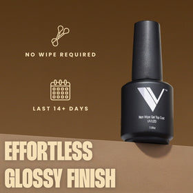 V Beauty Pure glossy nail close-up illustrating scratch-resistant high-shine result