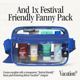 VACATION baby oil on skin showing glossy tan finish and radiant-looking skin benefit