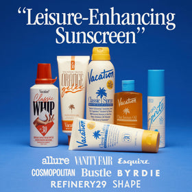 VACATION sunscreen and air freshener arranged as a ready-to-gift bundle