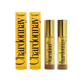 VACATION front packaging showing two lip oil tubes and SPF protection