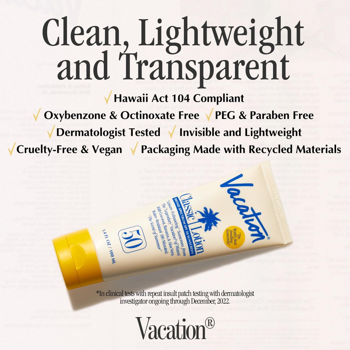 VACATION applied on arm showing invisible finish and non-streaky benefit