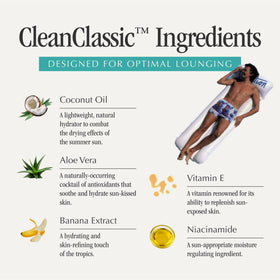 VACATION label close-up listing reef-aware actives and clean ingredients