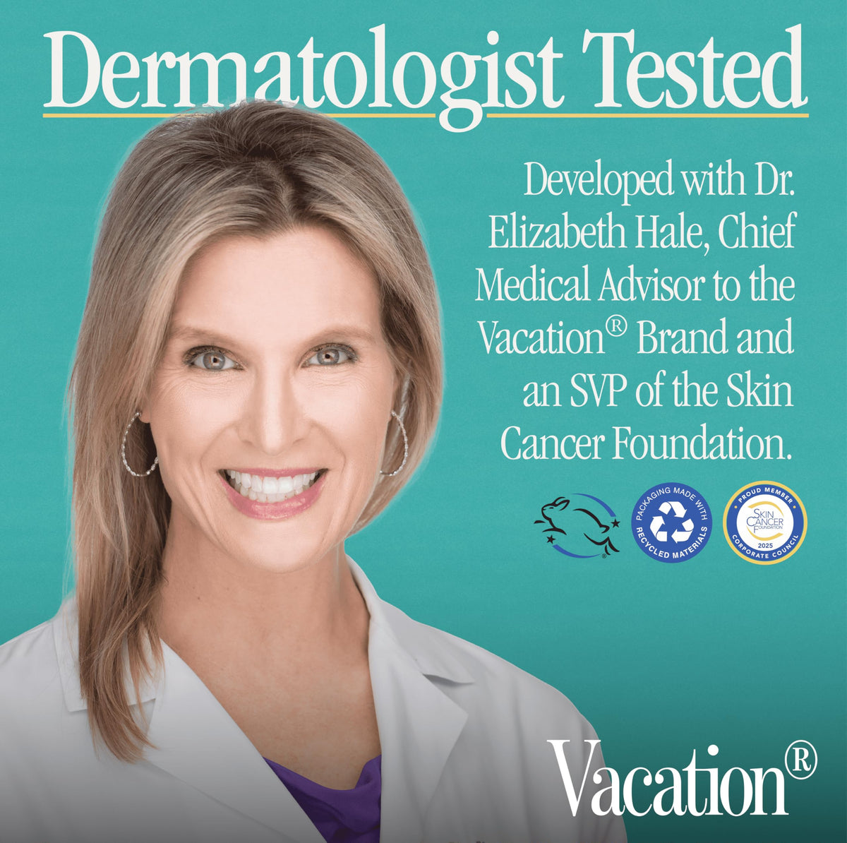 VACATION lotion rubbed into skin in sunlight showing invisible finish