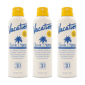 VACATION front packaging showing SPF 30 and travel pack benefits