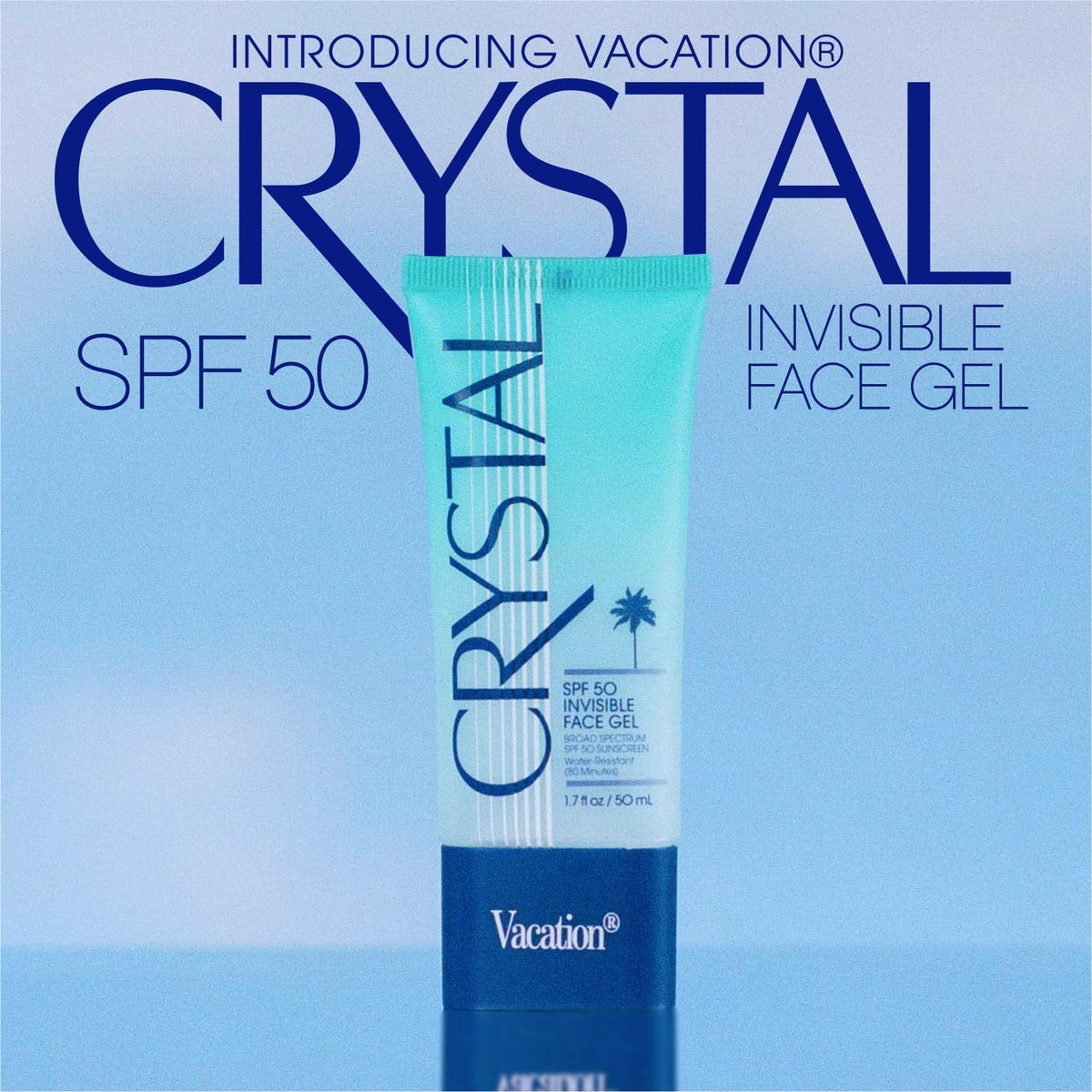 VACATION close-up of clear gel texture showing lightweight, non-greasy absorption benefit
