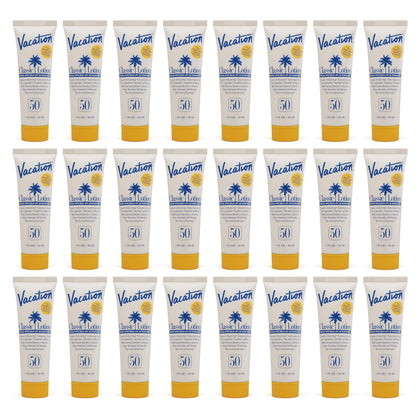 VACATION front packaging mini tube showing brand and SPF benefit