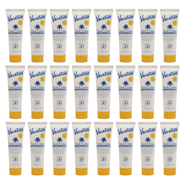 VACATION front packaging mini tube showing brand and SPF benefit
