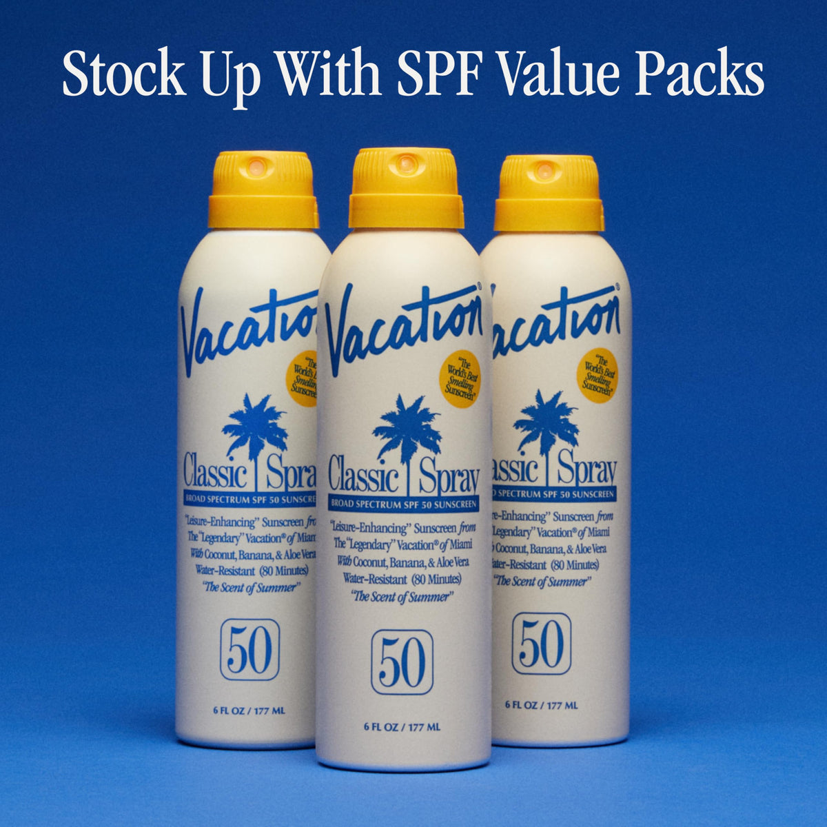 VACATION sunscreen in use at the beach protecting skin during activity