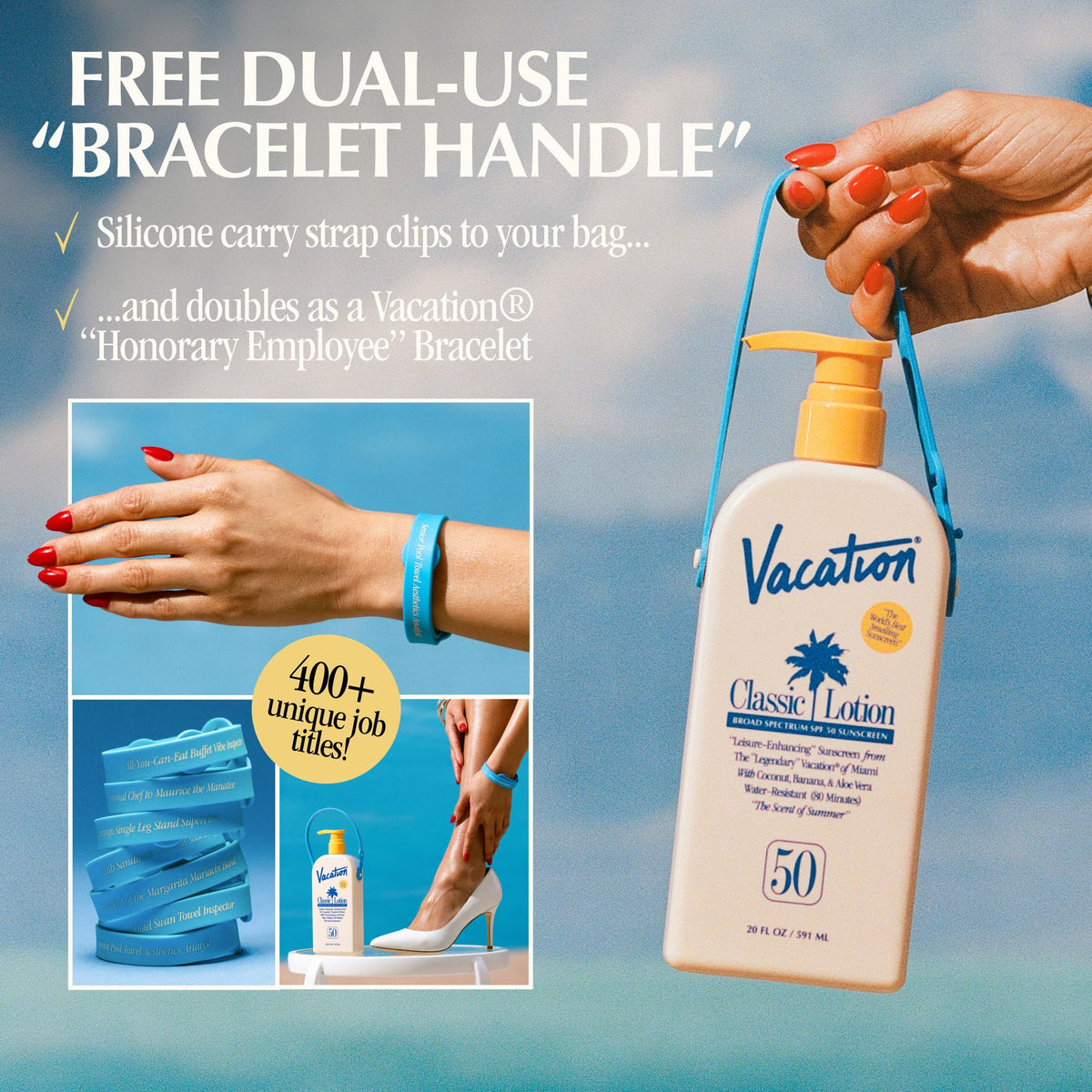 VACATION ingredient label close-up showing clean formulation benefit