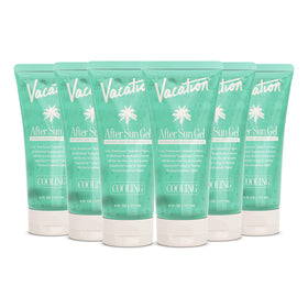 VACATION front packaging showing six travel-size tubes and clear labeling for easy packing
