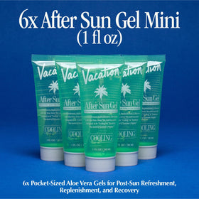 VACATION open tube dispensing clear gel demonstrating travel-friendly single-use amount