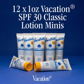 VACATION close-up of lotion texture showing smooth, fast-absorbing finish