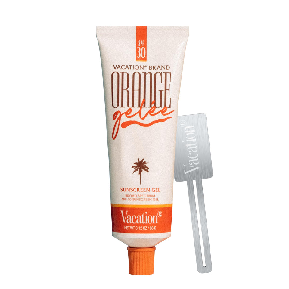 VACATION front packaging showing tube and glossy gel finish benefit