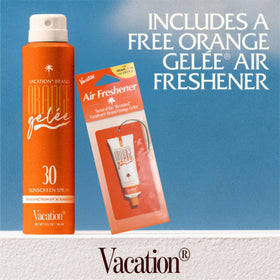 VACATION flatlay with spray and air freshener showing complete gift-ready bundle