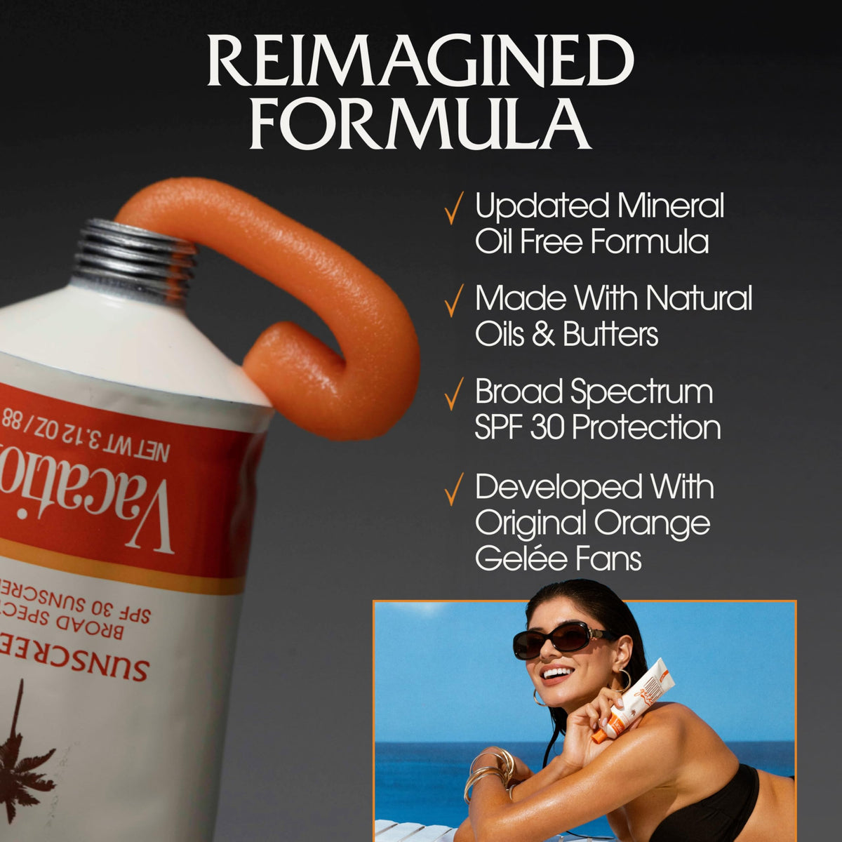 VACATION held in hand showing 3.12 fl oz scale and TSA-friendly benefit