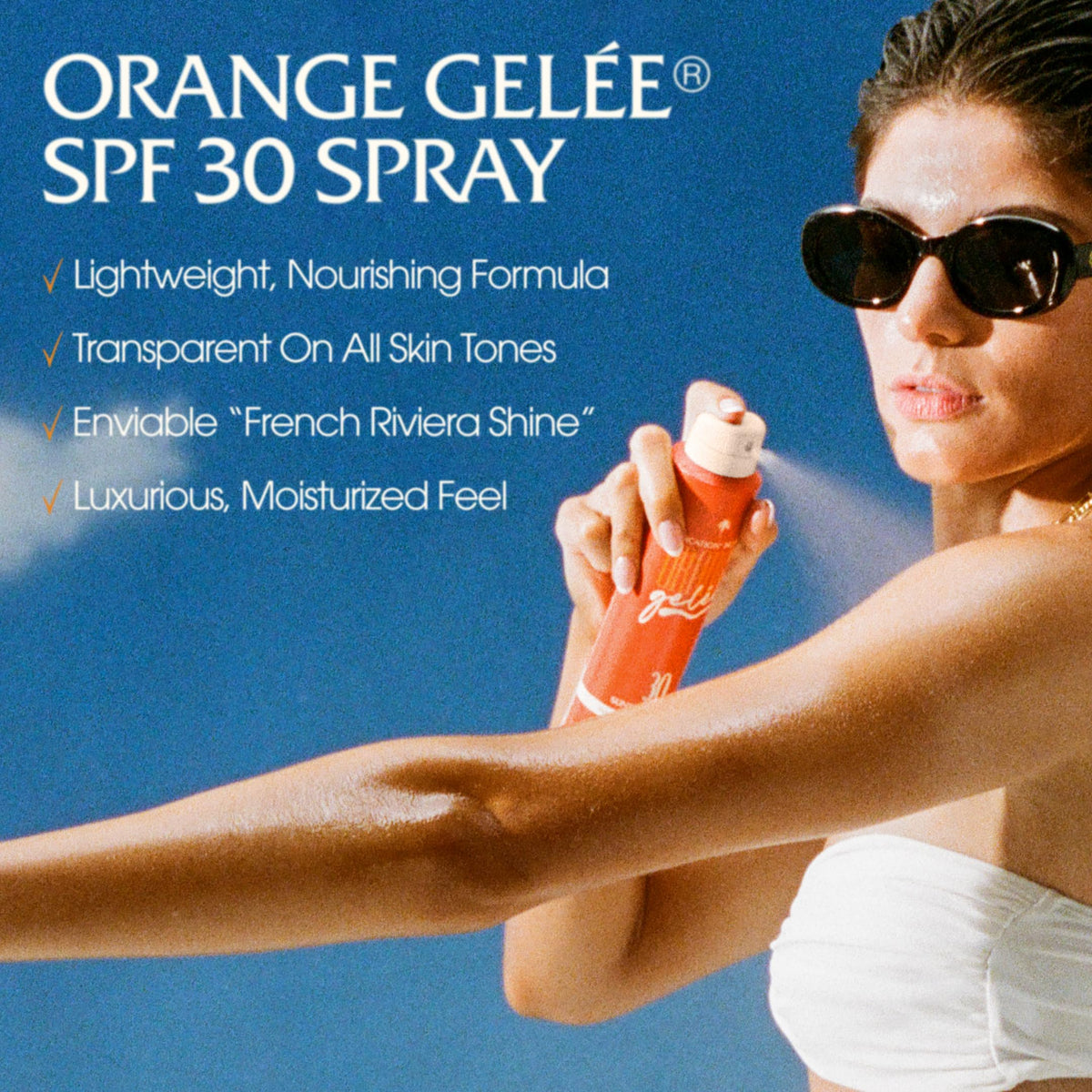 VACATION gel texture close-up highlighting hydrating oils and silky finish benefit