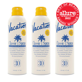 VACATION nozzle close-up showing continuous spray for easy coverage