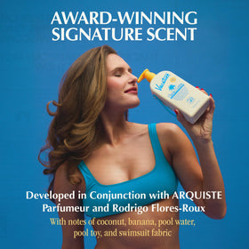 VACATION sunscreen rubbed on arm demonstrating invisible finish benefit