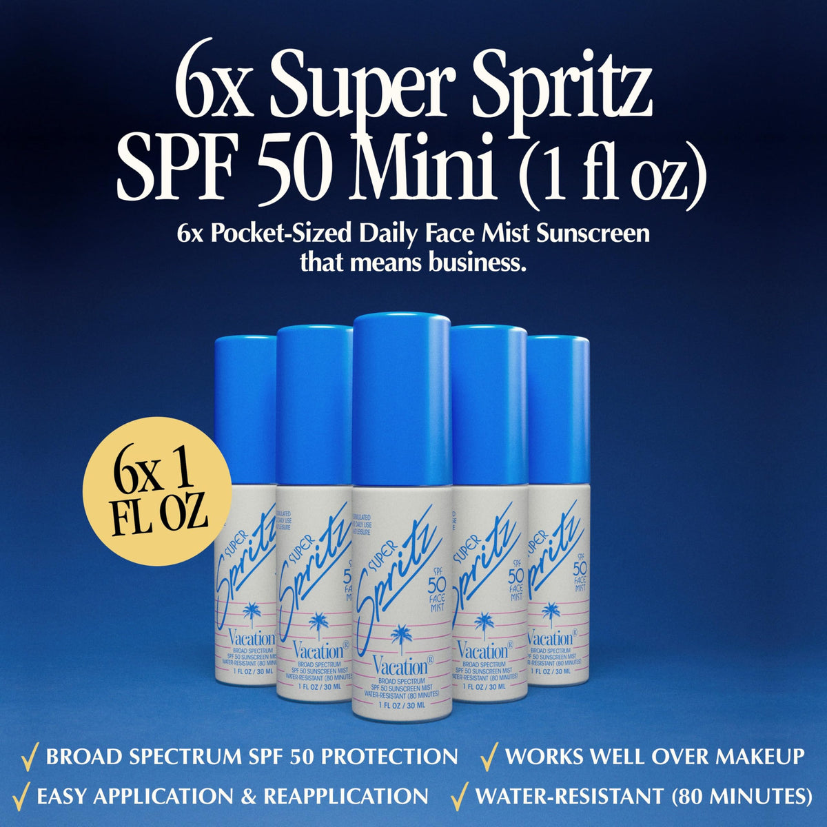 VACATION ultra-fine mist close-up demonstrating even spray coverage and quick application