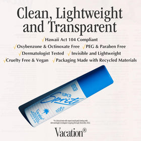 VACATION spray used over makeup for quick refresh without smudging