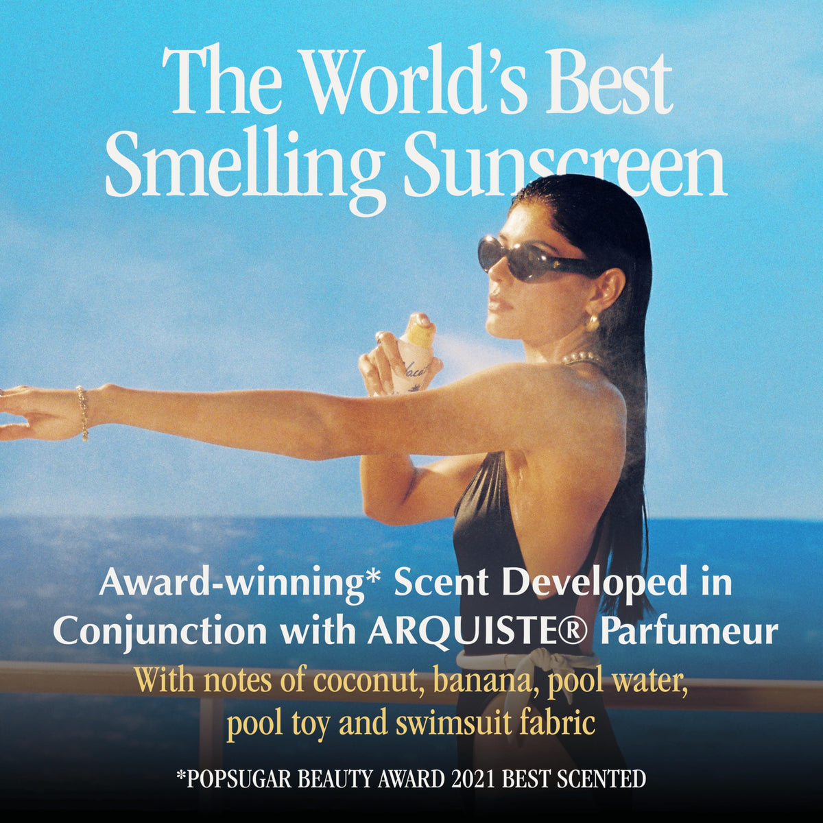 VACATION sunscreen texture on skin highlighting lightweight, non-greasy feel