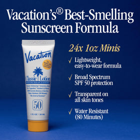 VACATION lotion texture swiped on skin demonstrating quick absorption