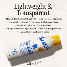 VACATION transparent finish on varied skin tones showing no white cast