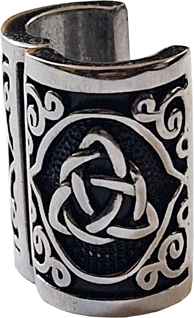 VALHALLA bead front view showing polished finish and rune detail for bold style