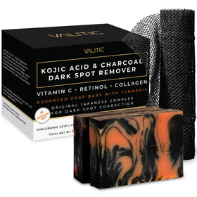 VALITIC front packaging showing dual black soap bars and benefits
