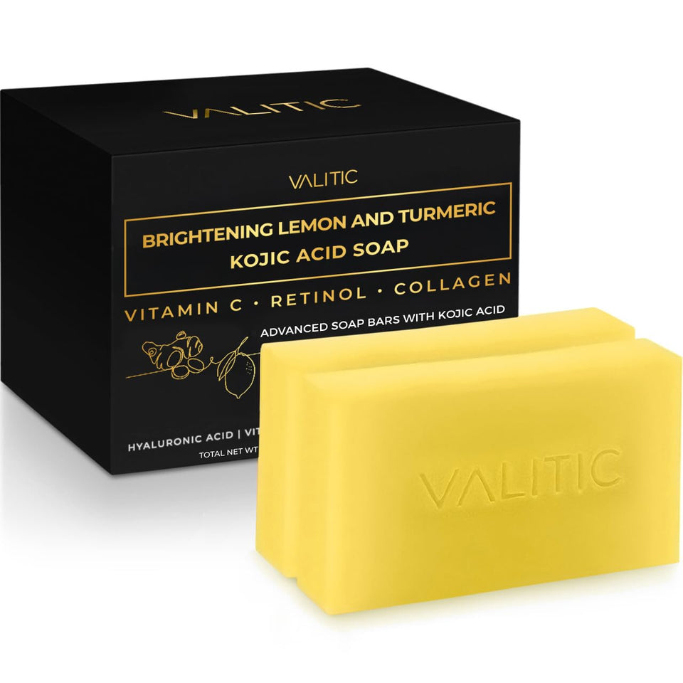 VALITIC front packaging two-bar pack showing brightening branding and benefits