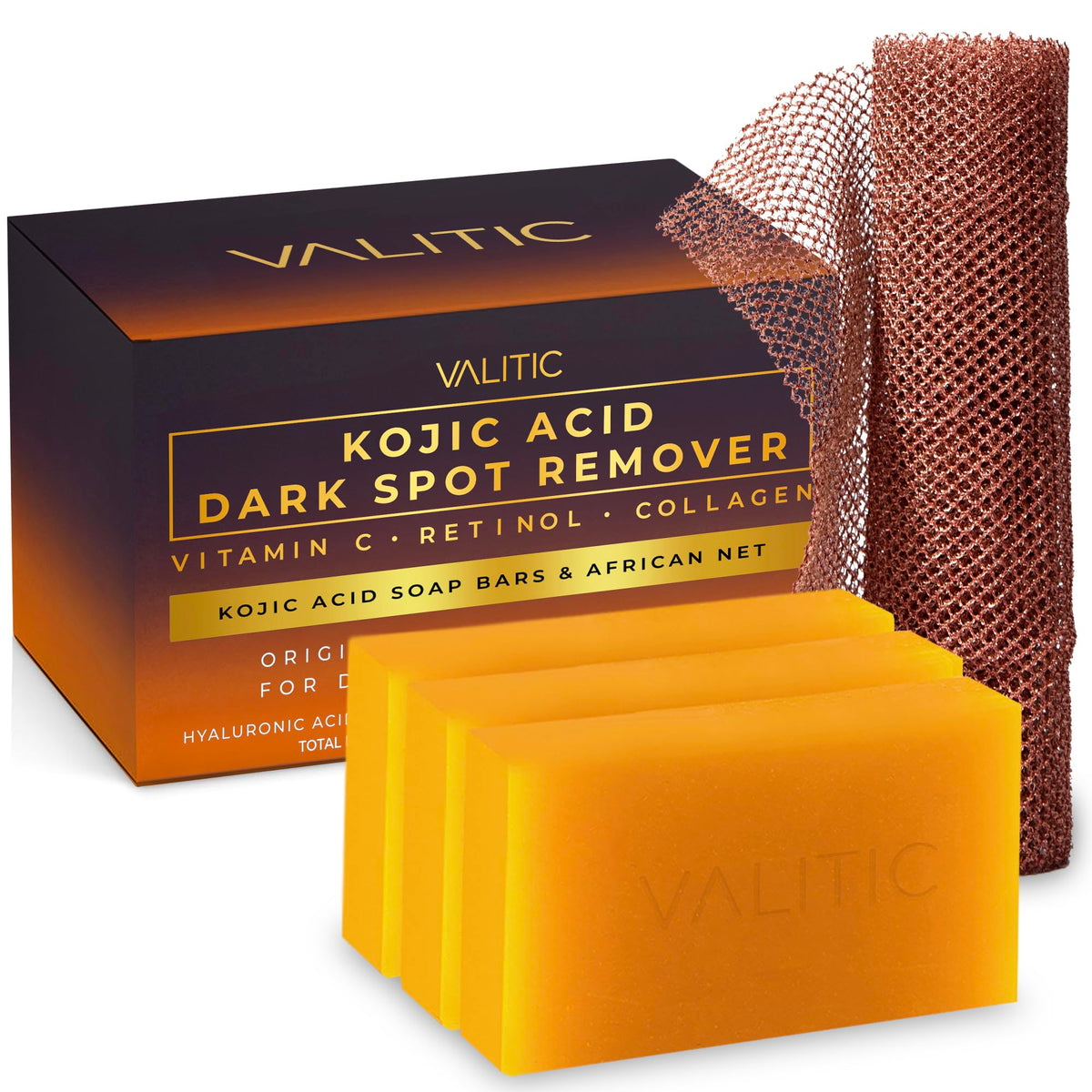 VALITIC front packaging showing three bars for brightening and convenience