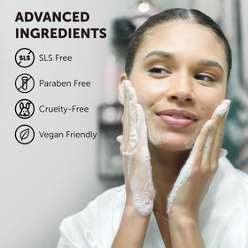 VALITIC lather on face demonstrating effective cleansing with hydration