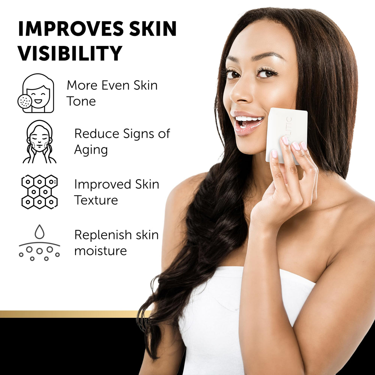 VALITIC soap surface with moisture droplets highlighting hydrating snail mucin