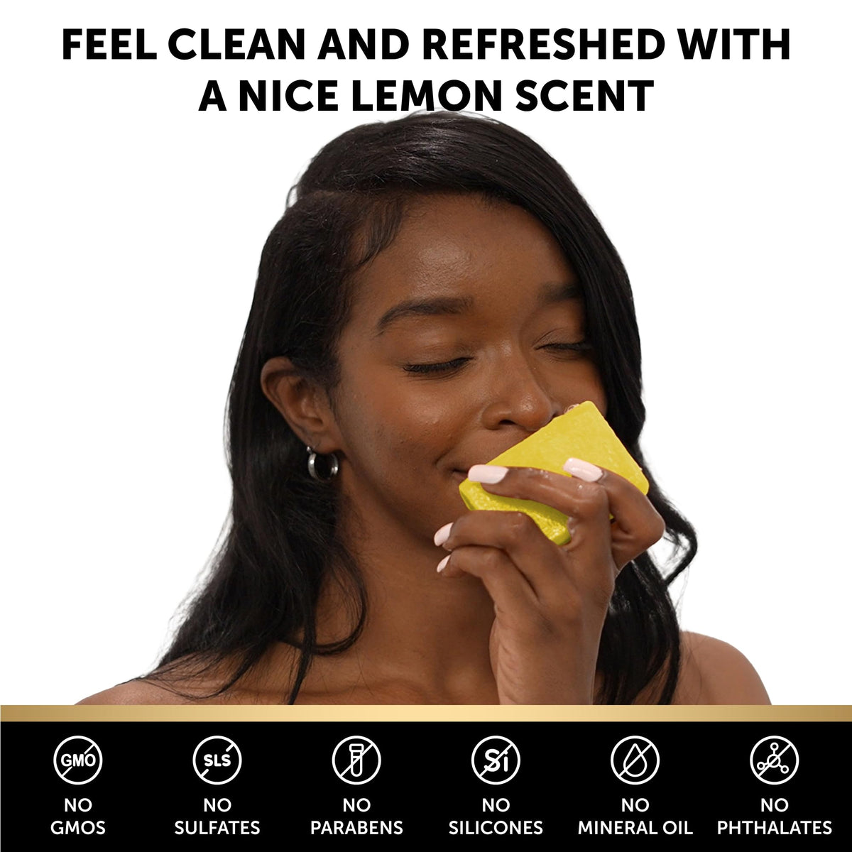VALITIC soap held in hand to show size and portable skincare convenience