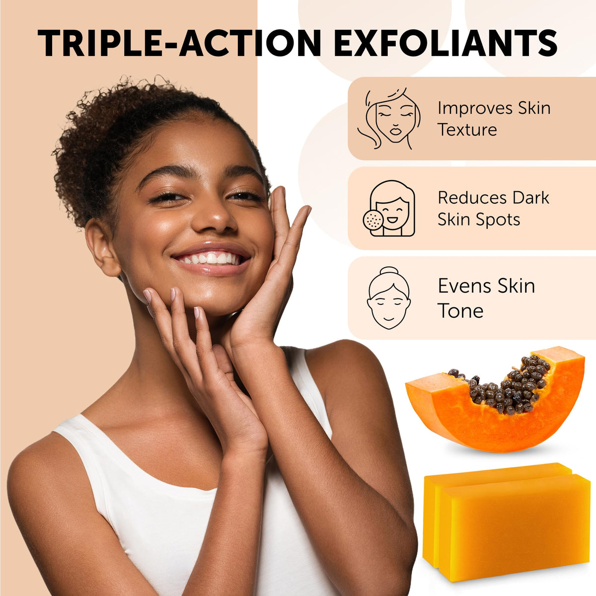 VALITIC soap close-up texture highlighting exfoliating papaya particles