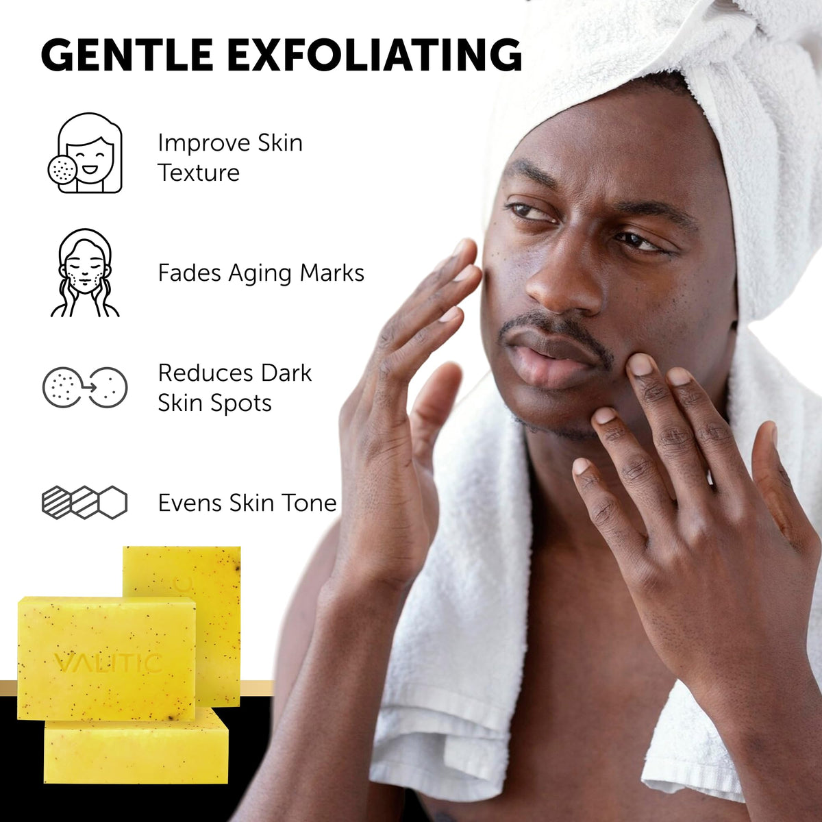 VALITIC soap lathered in hands demonstrating easy cleansing and foam