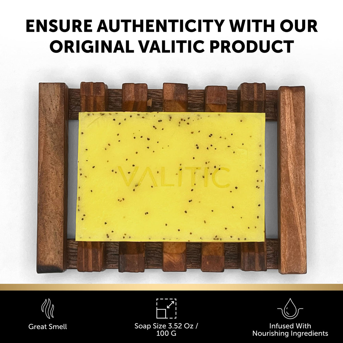 VALITIC soap staged with lemon and turmeric to show natural extracts