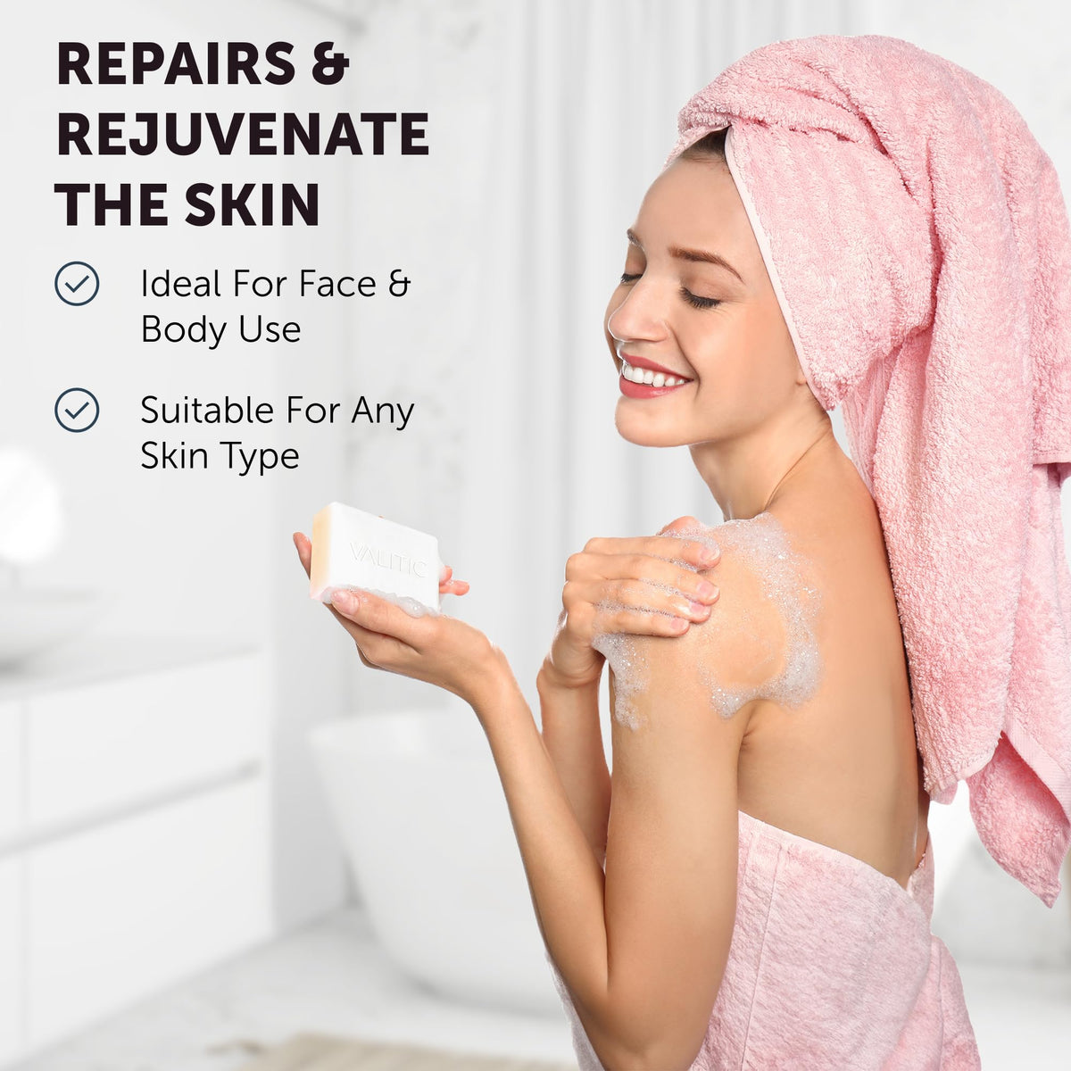 VALITIC user washing face to show daily cleansing that helps even skin tone