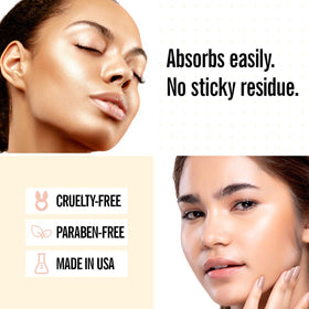 VALJEAN LABS applied on hand illustrating quick absorption and glow