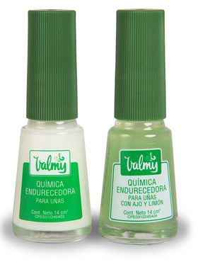 Valmy front packaging showing both garlic and lemon bottles and clear labeling benefit