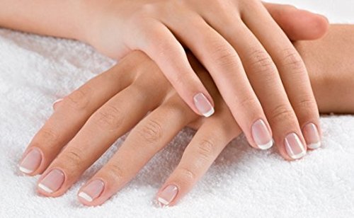 Valmy applied during at-home manicure demonstrating whiter, healthier nails