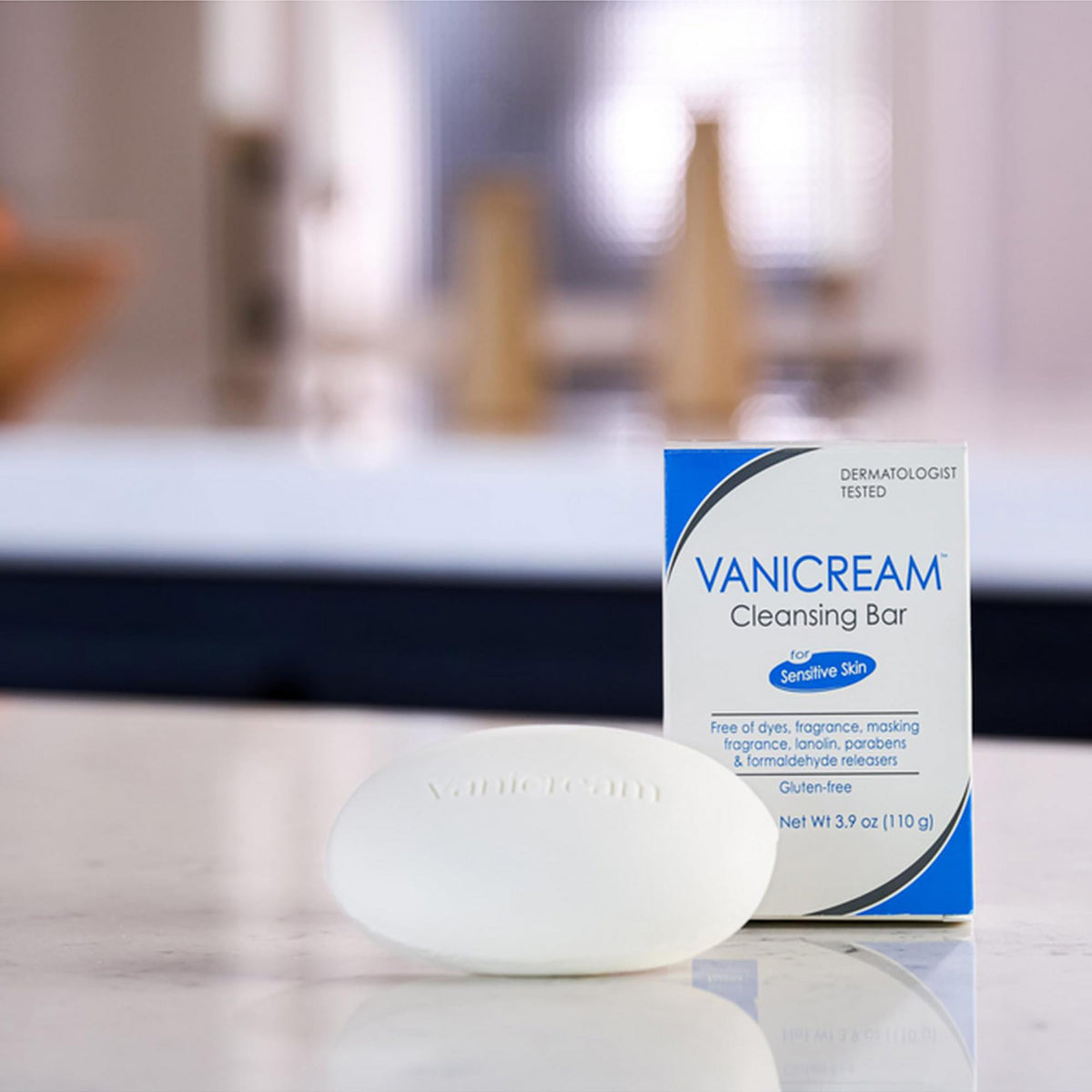 Vanicream bundle displayed in bathroom to show simple sensitive-skin routine