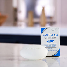 Vanicream bundle displayed in bathroom to show simple sensitive-skin routine