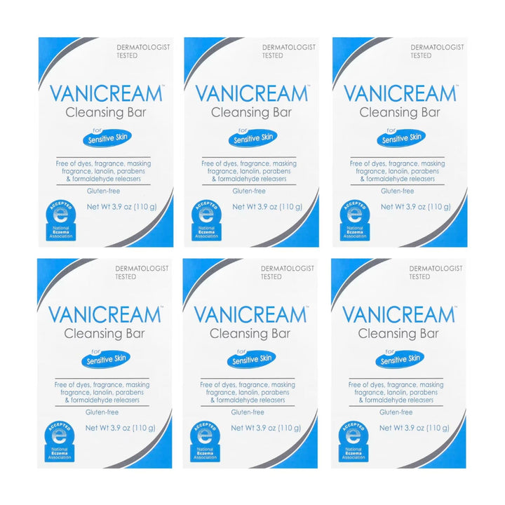 Vanicream front packaging showing an unscented cleansing bar, gentle cleansing for sensitive skin