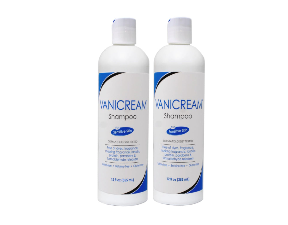 Vanicream front packaging showing two 12 oz bottles and ingredient-free label benefits