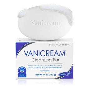Vanicream cleansing bar front packaging showing gentle formula benefits