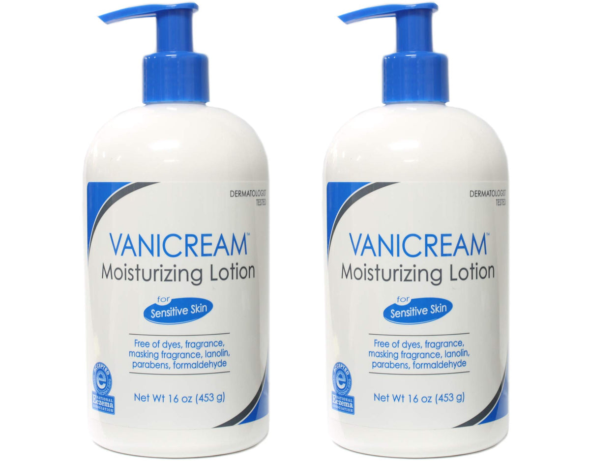 Vanicream front packaging pumps showing clear labels and gentle formula benefits