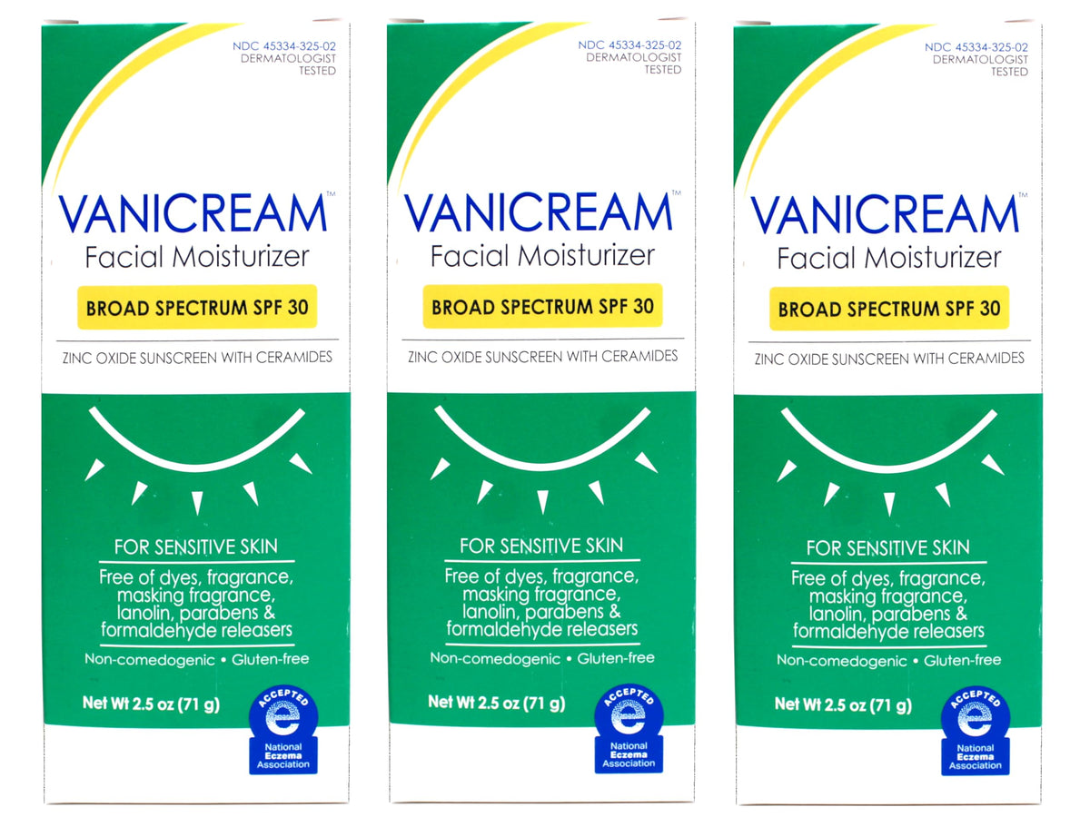 Vanicream front packaging showing SPF 30 and sensitive-skin benefit