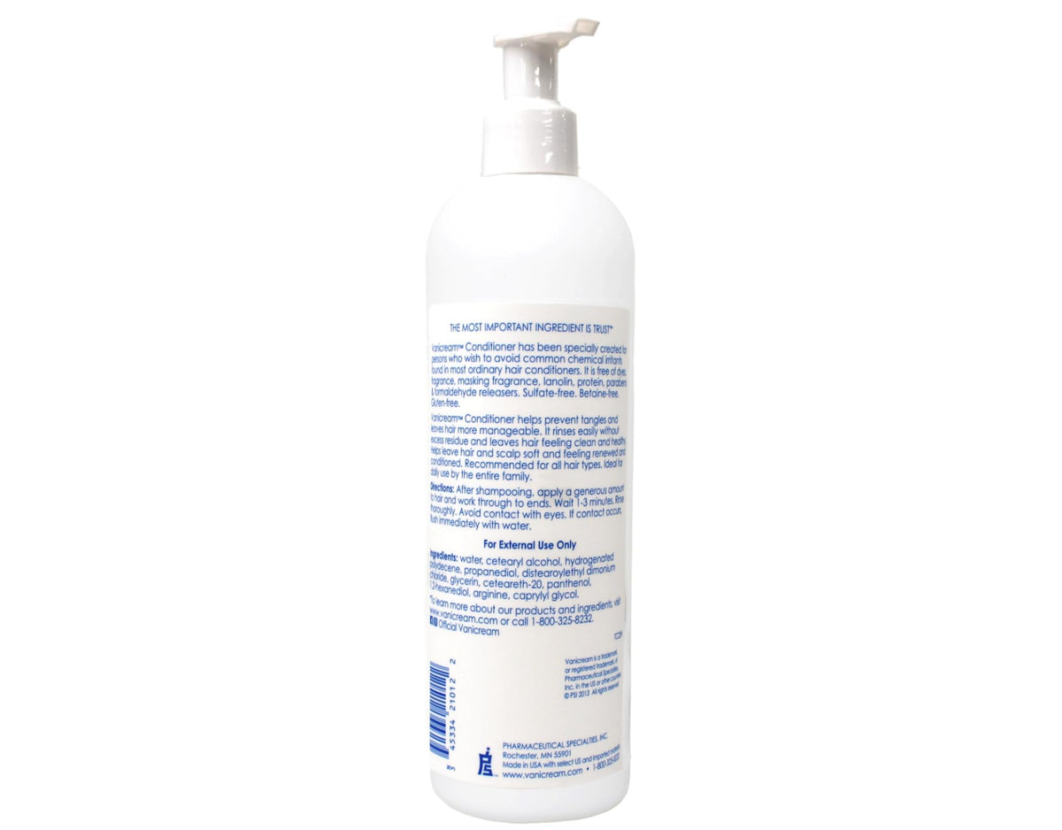 Vanicream pouring shampoo into hand showing easy dispensing and control benefit